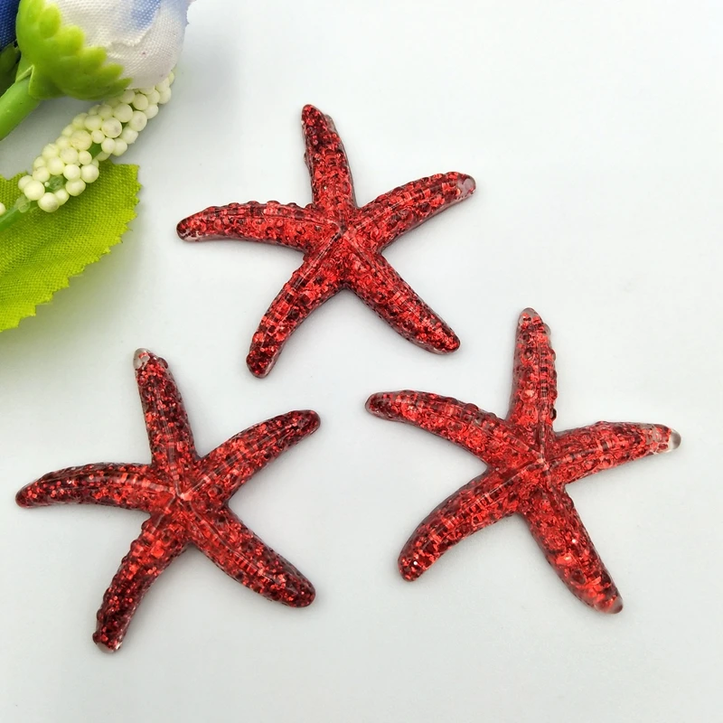 10pcs New pattern Resin Adorable Glitter Colorful Starfish For Home Wedding Decor Crafts Making Scrapbooking DIY Hair Bow Center