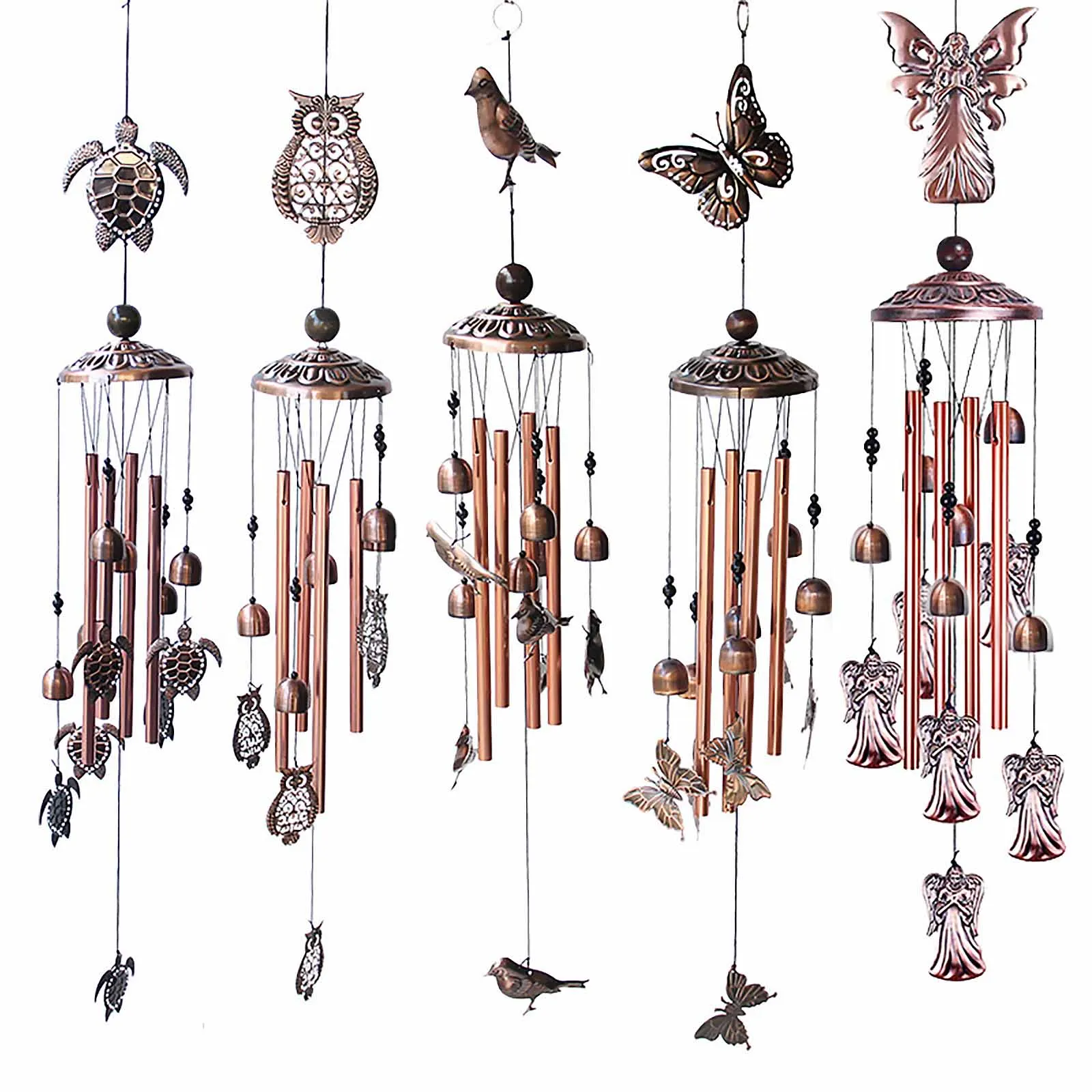 

Vintage Metal Wind Chimes Bird Owl Wind Chimes Retro Brass Wind Chimes With S-Shaped Hook Dercoration For Indoor Outdoor Nordic