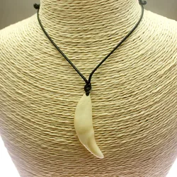 Real Natural Tooth Necklace Black Rope Choker Fashion Vintage Necklace Adjustable Length