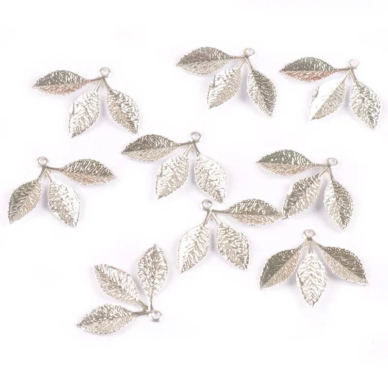 20pcs Mix Leaves Connectors Clasp Flower Filigree Wraps For DIY Scrapbook Metal Crafts Home Decor Handcraft 31x23mm yk0784