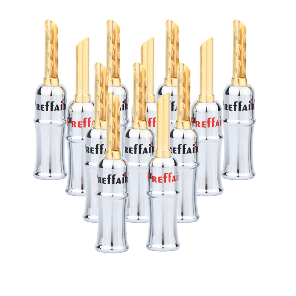 Preffair 24K مطلية بالذهب الموز التوصيل المسمار مقفل موصل المتكلم CF-BFA التوصيل لكابل مكبر الصوت