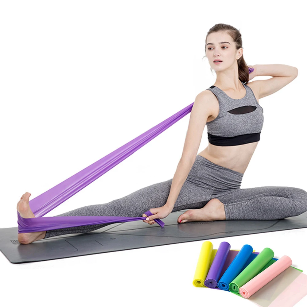 Yoga Pilates Resistance Band Stretching Exercise Fitness Belt Elastic Training Fitness Exercise Rubber 150cm Natural Rubber