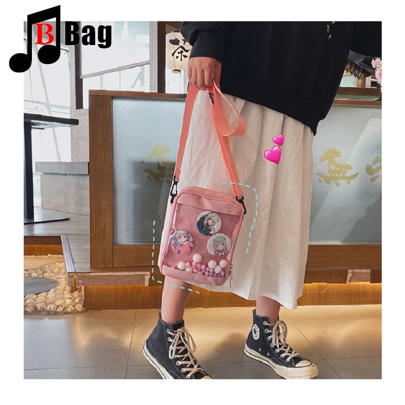 Japanese-Style Anime Merch Lolita Kawaii GirlWomen Itabag Handbag Plastic Bags Badge gift student School DIY Transparent Bag