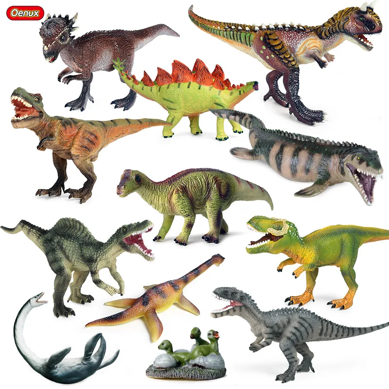 Oenux Soft Cotton Jurassic Dinosaur Animal Toy T-Rex Spinosaurus Mosasaur Carnotaurus Model Kids Science Education Xmas Gift