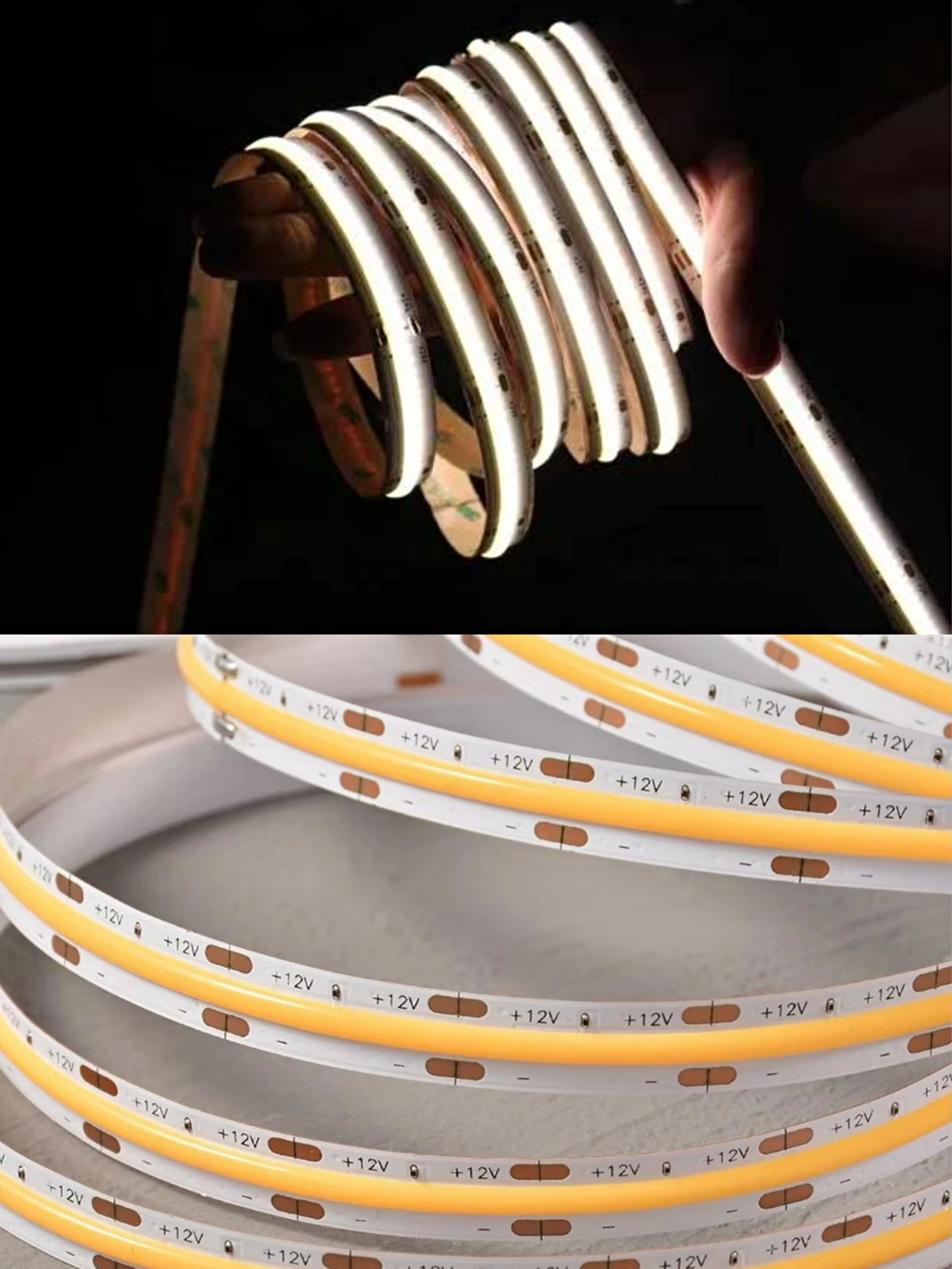 

CRI90 FCOB LED STRIP 480leds 10W 8mm High Density Flexible Linear LED Strip Dimmable LED COB 12V 24V 2700K 3000K 4000K 6000K
