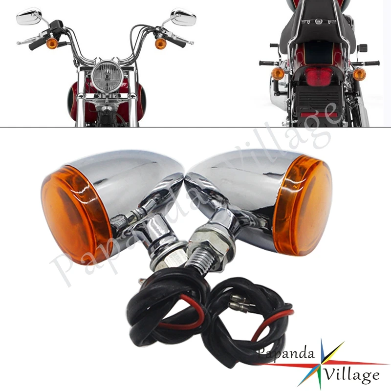 Retro Classic Style Motorcycle 10mm Bolt Amber Light Turn Signal Light Blinker Lamp For Harley Chopper Bobber Cafe Racer Custom