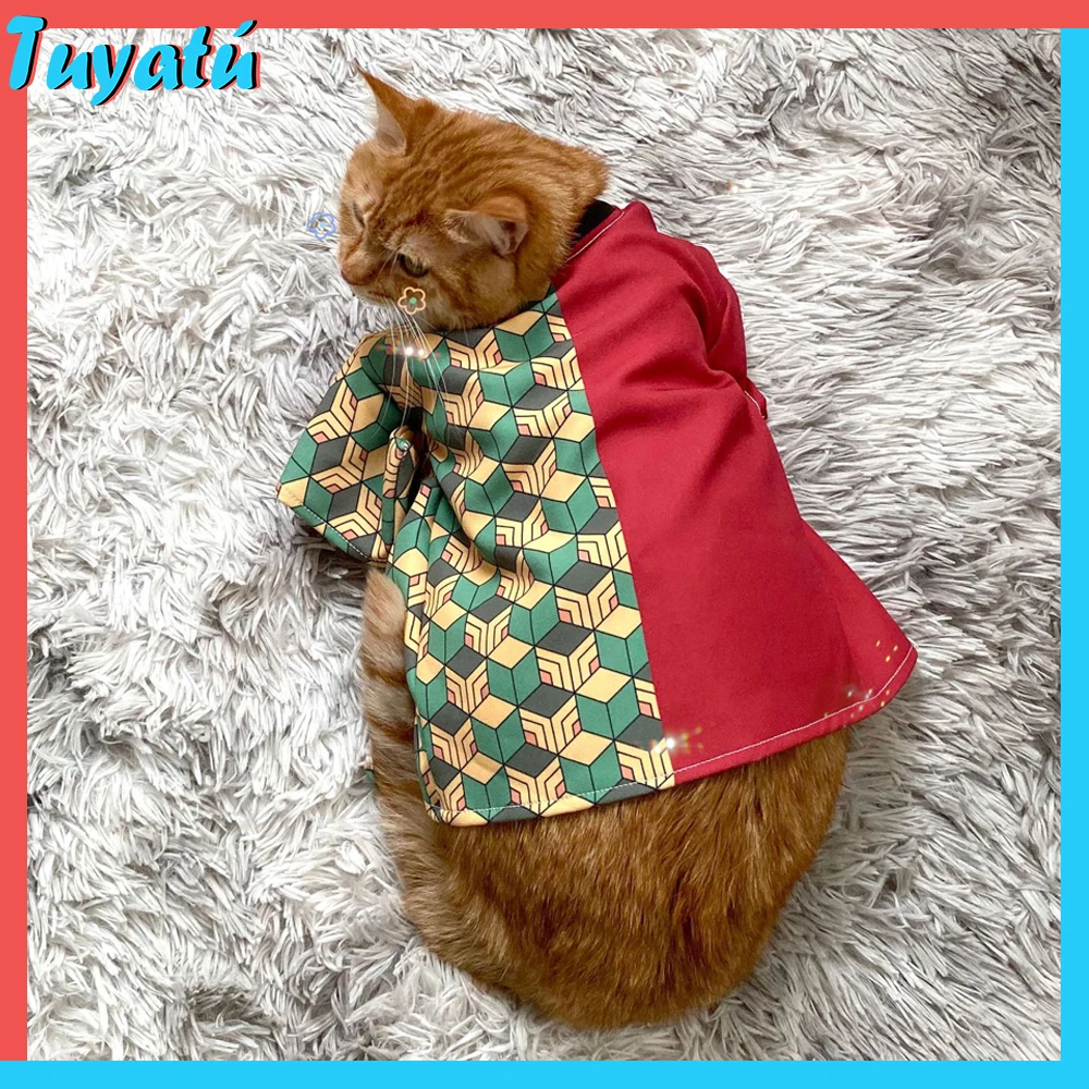 

Christmas Cat Cosplay Clothes for Small Large Dog Cat Cosplay Costume Demon Slayer Mugen Train Tanjiro Kamado Nezuko Shinobu