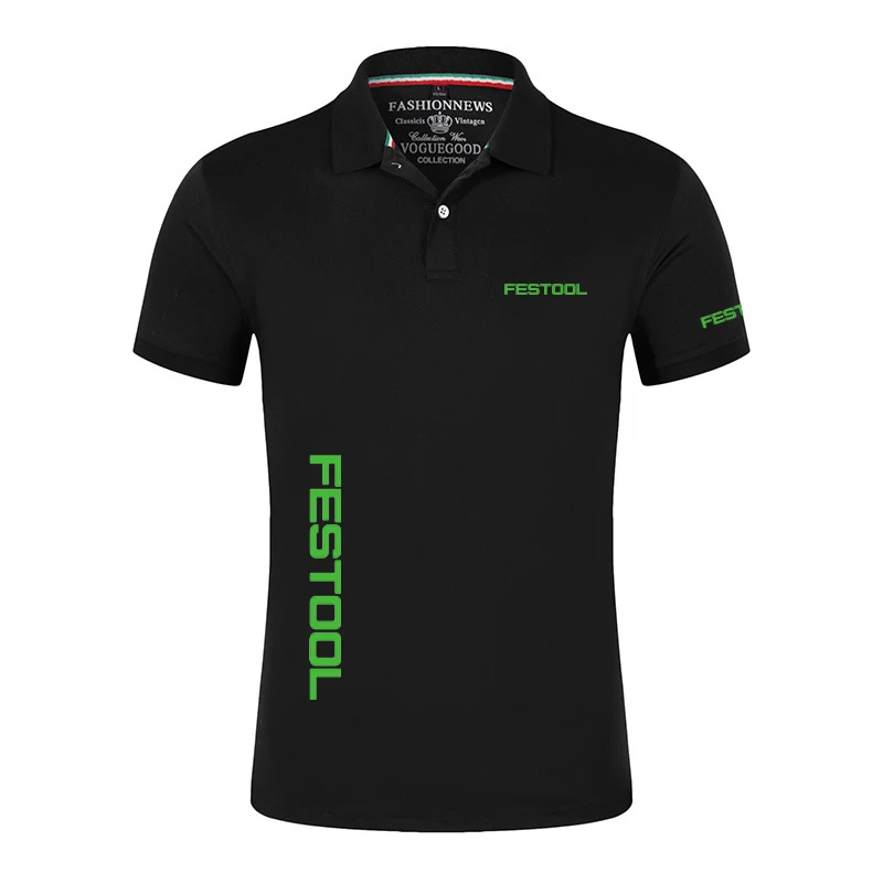 Festool Tools Printing Fashion New-Design Short Sleeve Sports-Wear Mens Polos Shirts Lapel Casual Polos Clothing Slim Tops