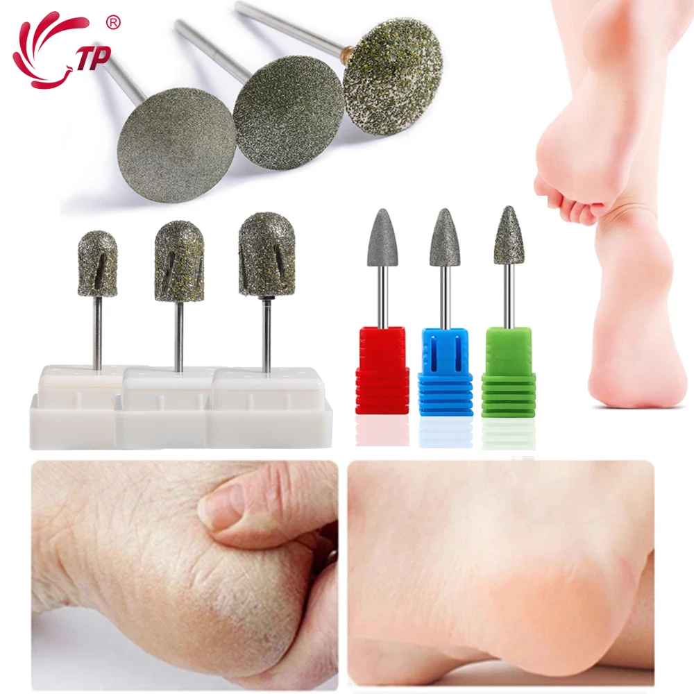 TP 4 TYPES Diamond Drill Bit Rotary Burr Foot Cuticle Clean Manicure Pedicure Tools Drills Accessories Nail Mills Umbrella