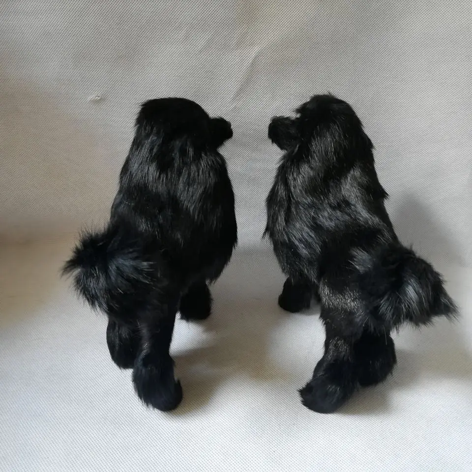 lifelike toy poodle hard model polyethylene&furs 24x20cm black poodles one pair model home decoration props ,Xmas gift h0169