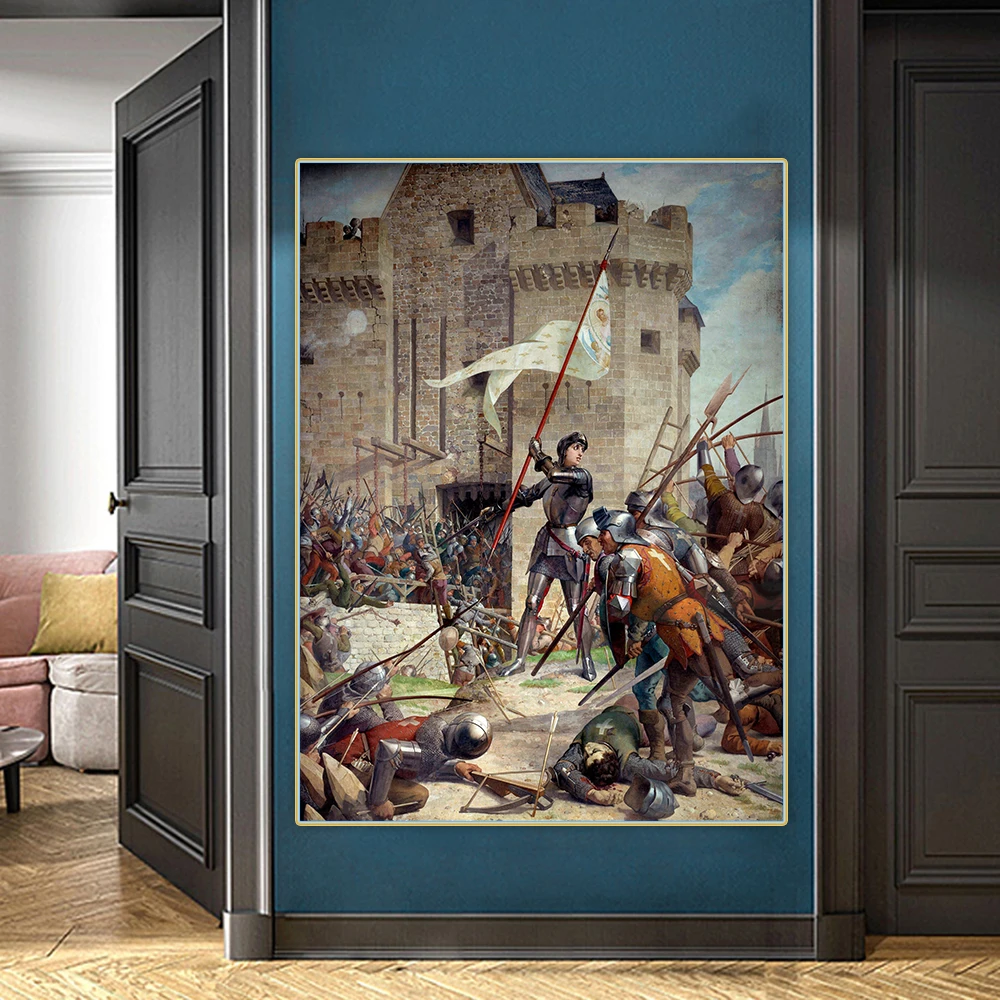 Citon Jules Eugene Lenepveu《Hundred Years War,Joan Of Arc In Armor Before Orleans》Canvas Oil Painting Wall Decor Home Decoration