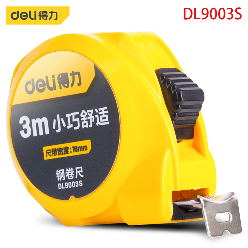 Deli DL9003S Specification: 3 mx16mm Steel Tape Measuring Tool ABS Material Drop Proof Housing Tape Made Of Carbon Steel