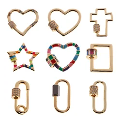 Copper Pendant Fastener Carabiner Screw Love Star Lock Clasps For Chains Charms Jewelry Making Accessories