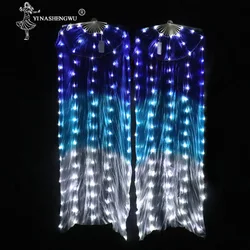 Danza del ventre Fan LED Accessori Luce LED Ventole Lucido di Seta Delle Donne HA CONDOTTO LA Luce 1 coppia di Danza Del Ventre Velo Puntelli di Prestazione con la Batteria