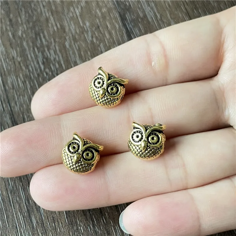 JunKang 11*11mm Perforated Owl Beads DIY Handmade Bracelet Necklace Jewelry Connection Accessories Popular European  American