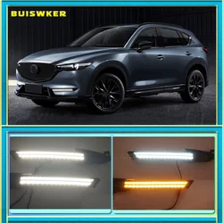 2 sztuk DRL światła do jazdy dziennej LED z żółtym włączanie sygnału noc niebieska lampa przeciwmgielna dla Mazda CX-5 CX5 2017 2018 2019