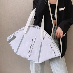 New Fashion Women Large Mask Shopping Bag Canvas Shoulder Bag Home Storage Bag Luxury Handbag Tote Bag