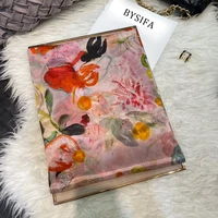 white100% Silk Scarf Women Scarves Bufandas Summer Beach Shawls Foulard Fall Winter Brand Flower Design Long Neck Scarves Hijabs - Image 6