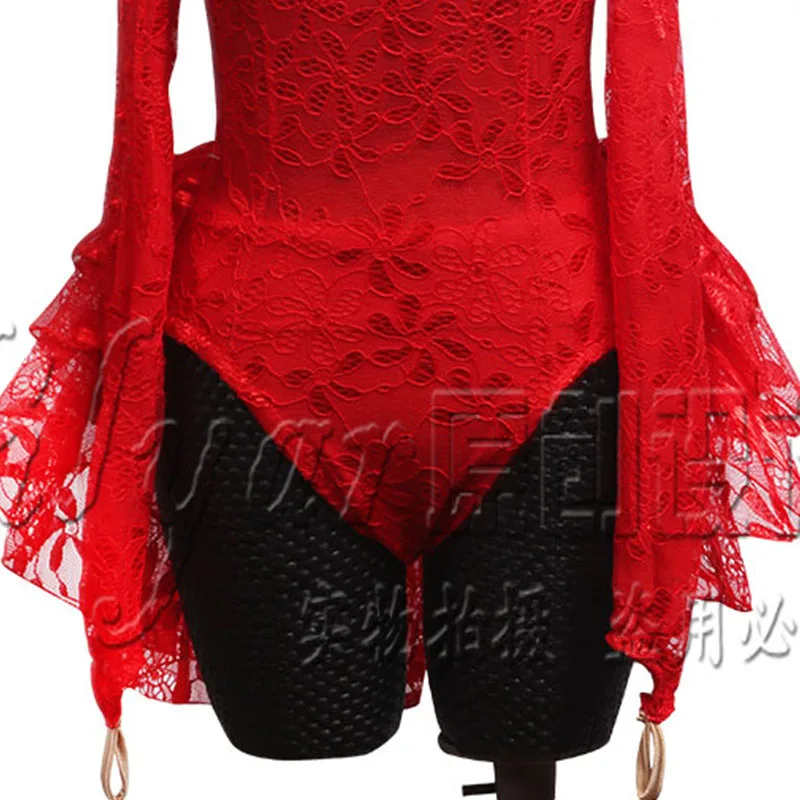 Pole dance competition skirt performance skirt pole girl custom women\'s Red Lace backless sexy dance skirt