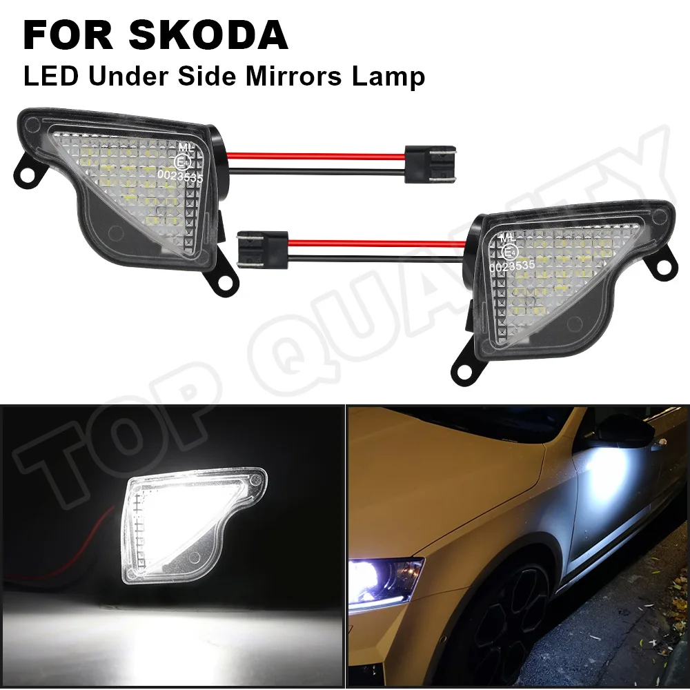 

2PCS Car 18LED Puddle Lamps Under Side Mirror Light For Skoda Superb MK2 08-15 Octavia MK2 1Z Octavia MK3 5E 09-17 6000K