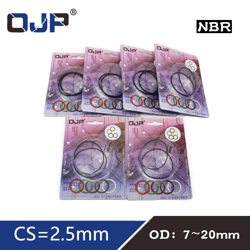 O-ring Waterproof NBR seal O ring Boxed nitrile rubber  Gask thickness CS 2.5mm OD7/8/9/10/11/12/13/14/15/16/17/18/19/20mm