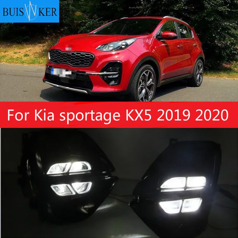 

2pcs LED For Kia sportage KX5 2019 2020 Daytime Running Light DRL LED Day Light Front Bumper Head Fog Lamp Whit