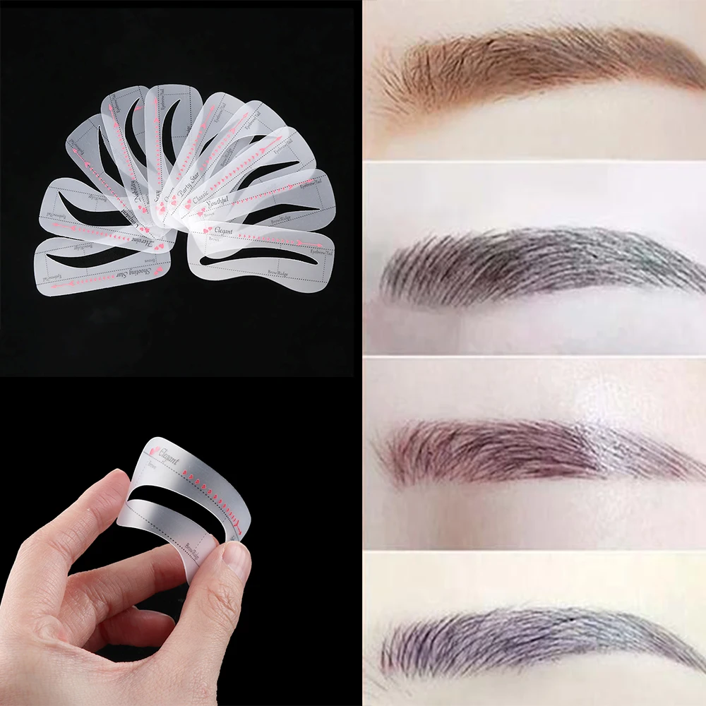 10PCS Women Fashion Eyebrow Stencil Reusable Grooming Shaper Template Eye Makeup Tools Eyebrow Tattoo Cosmetic