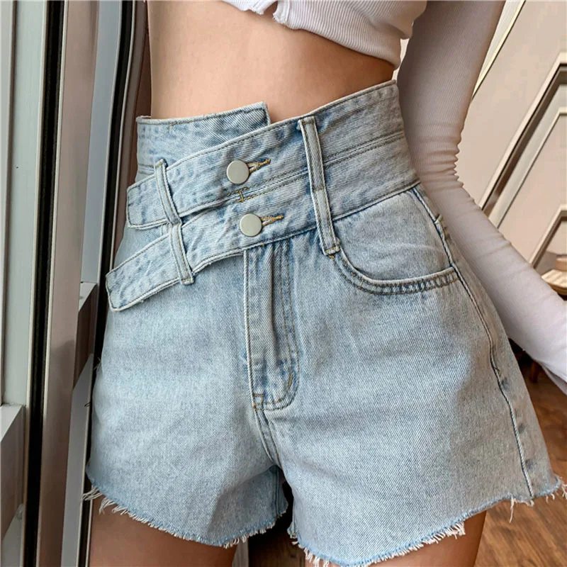 

Women Irregularity High Waist Denim Shorts 2022 Solid Shorts Jeans Casual Sexy Fashion Streetwear Hot Bottoms