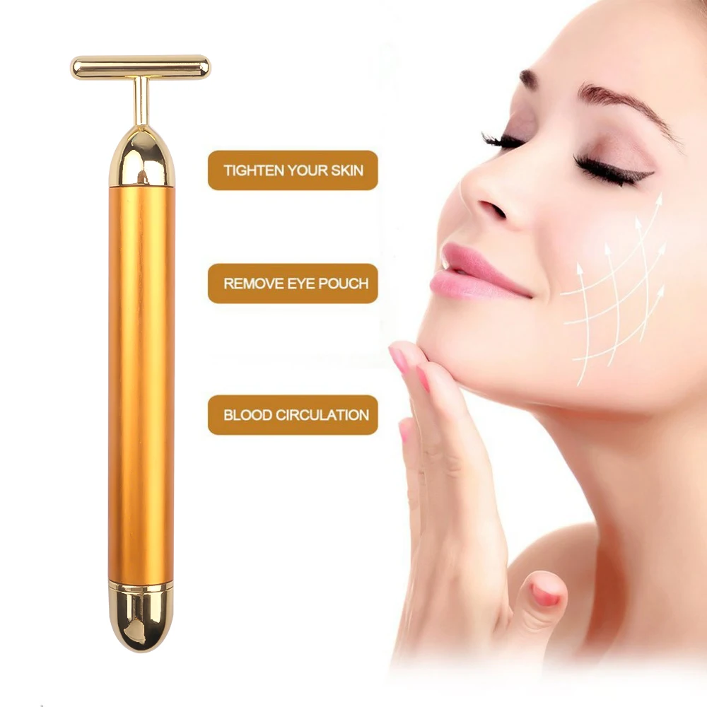 24k Energy Beauty Bar Vibrating Facial Slimming Face Massage Roller Face Lifting Anti Aging Tighten Waterproof Beauty Stick