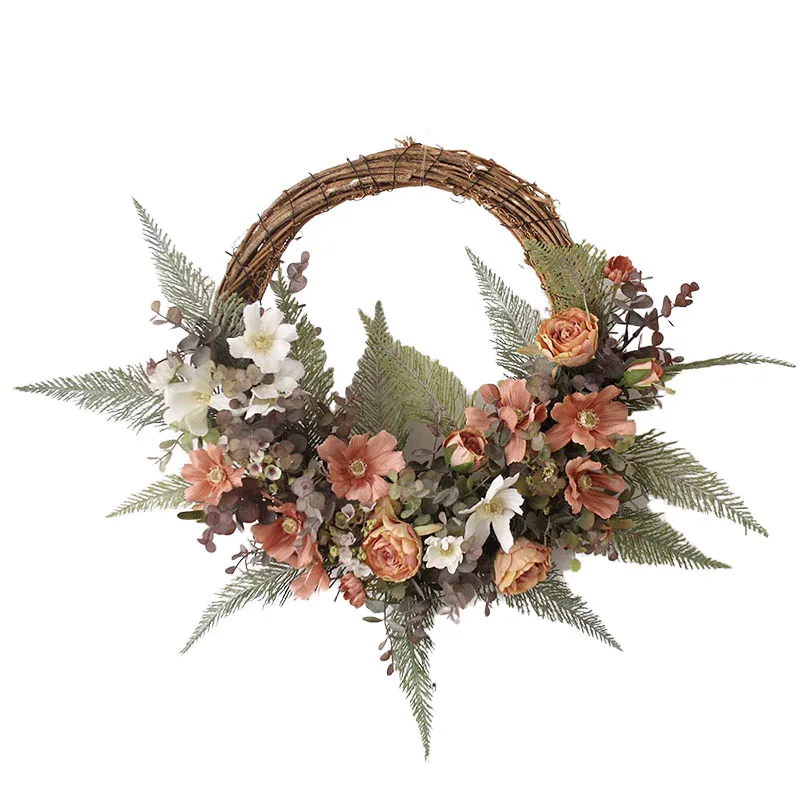 Artificial Flower Vintage Rose Chrysanthemum Combination Floriculture and Fake Flower Morandi Garland Door Ornament Wall