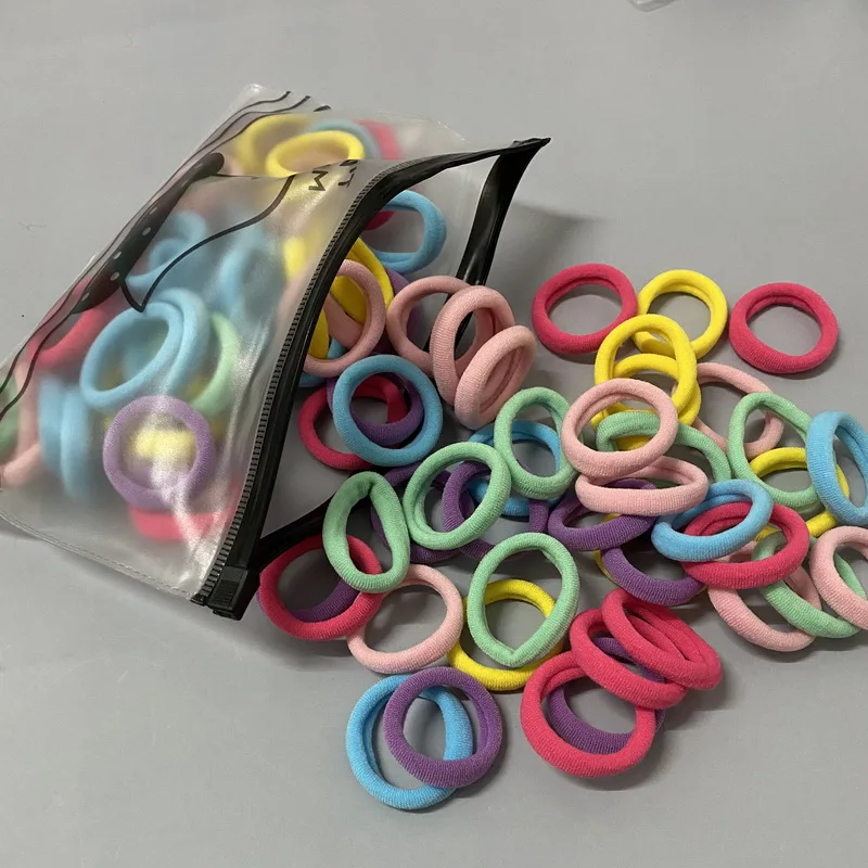 50 teile/satz Mädchen 3 cm Bunte Haar Gummibänder Baby Scrunchies Pack Elastische Haar Krawatten Für Kinder Weiß Haar Ringe gum Stirnband – Detail 5
