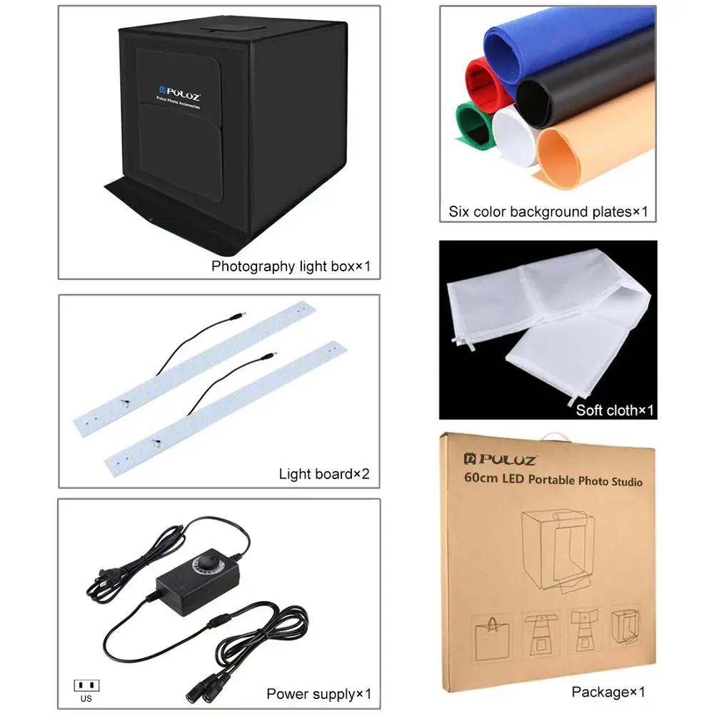 Складной светильник вой короб PULUZ 60 см, настольный софтбокс для фотостудии