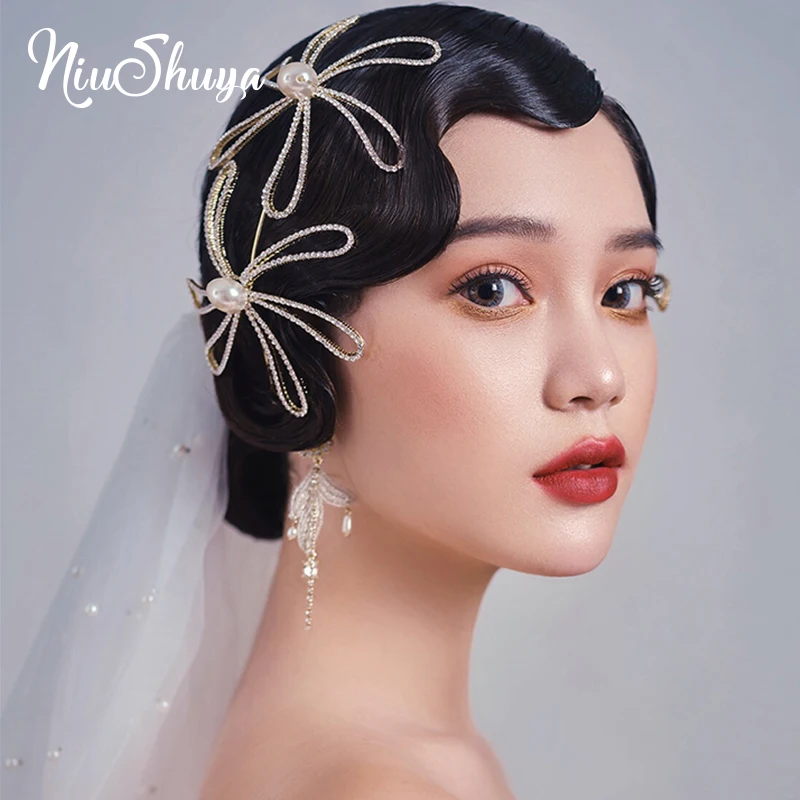 NiuShuya Wedding Hair Accessories Flower Headbands Hairbands Crystal Pearl Headpiece Headwear Girl Tiara Brides Brida