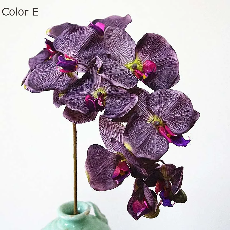 10Heads big Artificial Orchid Flowers European Retro style Moth Butterfly Orchids Home Wedding Party Decoration fake silk flores