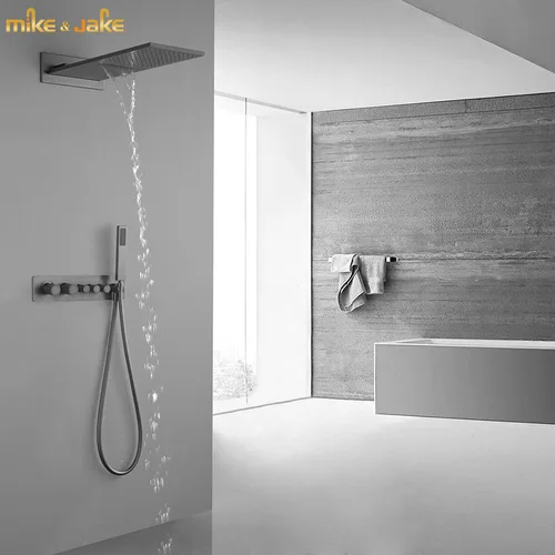 럭셔리 gunmetal 샤워 온도 조절 상수 회색 샤워 믹서 키트 일정한 패널 온도 조절 벽 샤워 40도 샤워