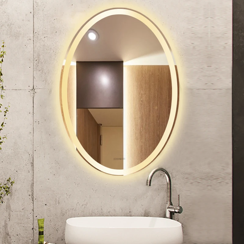 Intelligent LED Oval Wall Lamp Bathroom Mirror Anti Fog Wall Mounted Luminous With Light Touch Switch Fixture Home Decor 85-265V