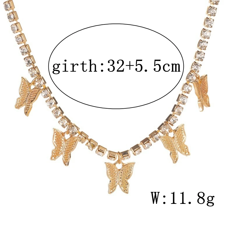 Butterfly Pendant Necklace Rhinestone Shining Statement Crystal Charm Chokers Collar for Woman Boho Jewelry Christmas Gift image 3