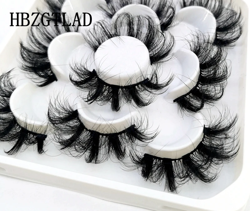 HBZGTLAD New 5 Pairs 25 mm Mink Eyelashes Fluffy Lashes Dramatic Messy Long False Eyelashes Makeup Wholesale 25mm 3d Mink Lashes