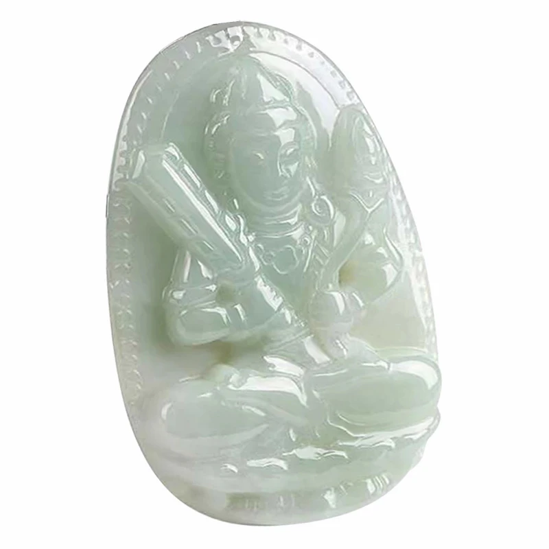 

100%Real Natural Hand Carving Chinese Zodiac Handmade Guanyin Green Jade Pendants Buddha Necklace Jewelry Unisex