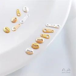 14K 18k plated gold Engraved label accessories connect end 8 figure buckle piece DIY accessories