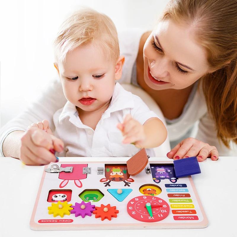 Montessori Busy Board Toys For Children Educational Games DIY Busy Board Parts Wooden Toys Sensory Board Games Puzzles For Kids