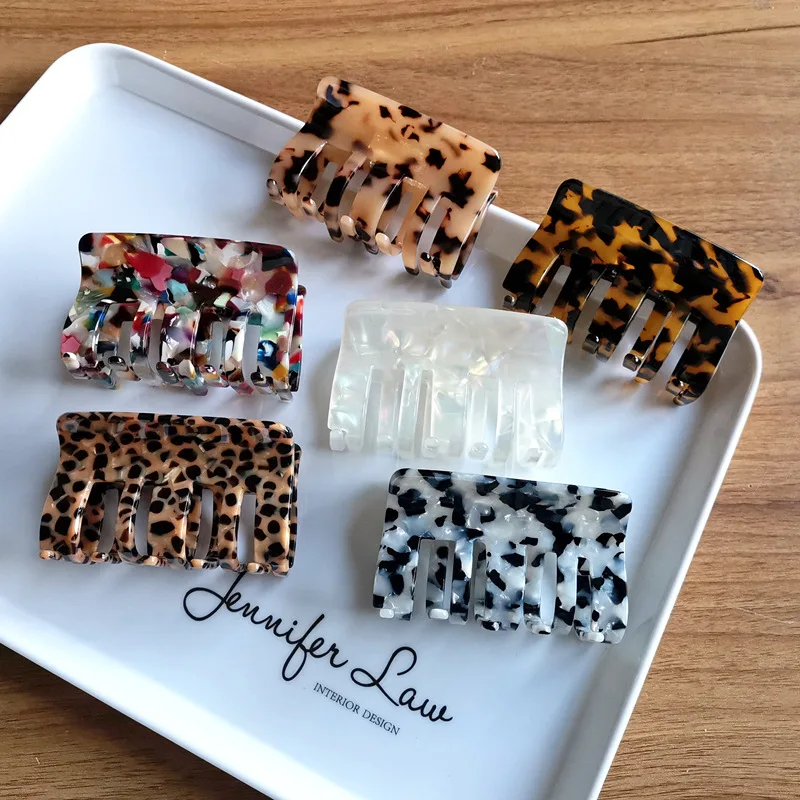 Vintage Claw Clip Women Acetate Hair Clip Elegant Colorful Leopard Hair Clips for Girl Hair Accessories Hair Claw Hair Barrettes