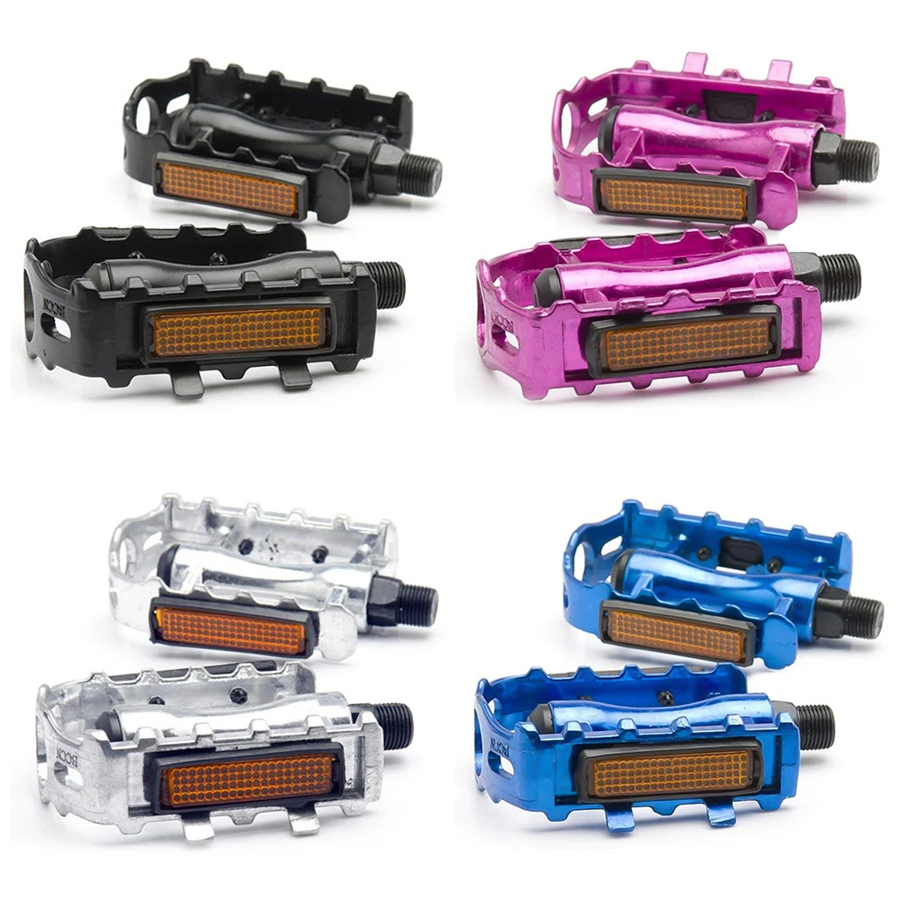 1 Pair of MTB Bike Pedals Universal Reflective Setting on Both Sides Aluminum Alloy Anti-slip Pedals Cycling Riding Equipment