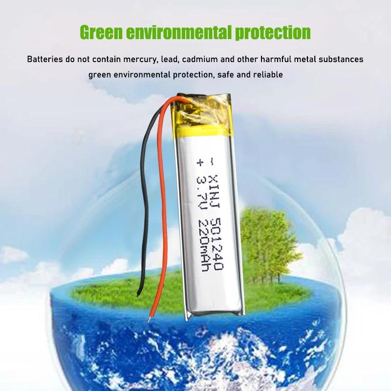 3.7V 220mAh 501240 Bateria Li-Polímero Bateria Recarregável 501240 Li Po Células De Lítio para GPS Fone de ouvido Bluetooth MP3 MP4 051240