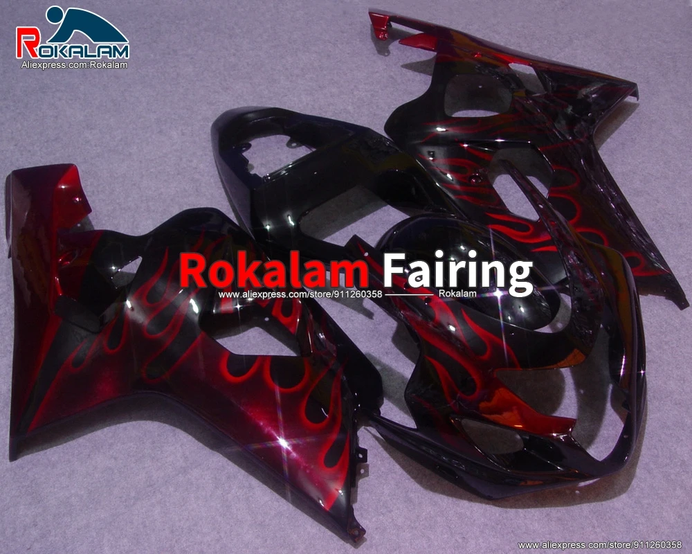 

Covers For Suzuki GSXR600 GSXR750 K4 2004 2005 GSX-R600 GSX-R750 05 04 Black Red Motorbike Fairing Kits (Injection Molding)