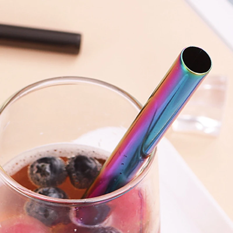 Eco-friendly 304 Stainless Steel Straws for Drinking Reusable Metal Straws Set with Brush Bar Drinks Smoothie Cocktail Straw