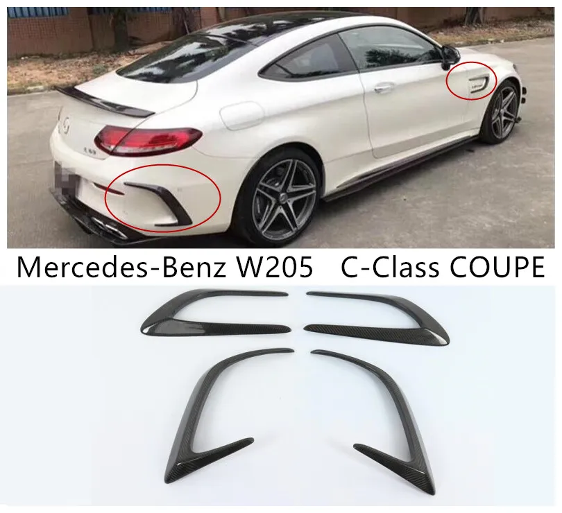 Spoilers For Mercedes-Benz W205 C-Class COUPE C200 C300 C63 2015-2019 Carbon Fiber Rear Side Front Air Outlet Diffuser Spoiler