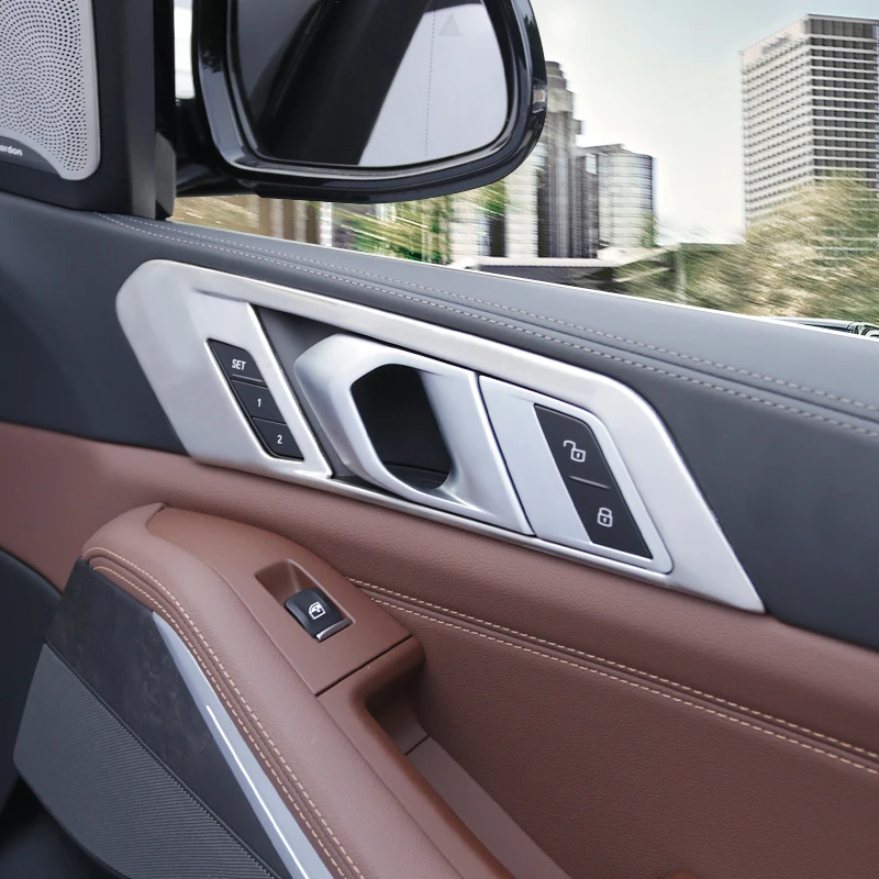 Car Styling Door Armrest panel decoration Covers Stickers Trim for BMW X5 G05 2019 Window Glass Lifting Buttons Auto Accessories