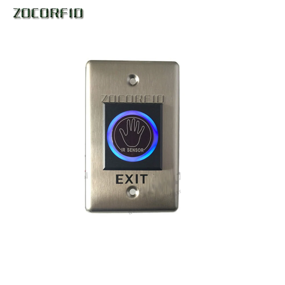 Infrared exit button With blue back lights Palm sensing 86X86mm NO touch panel NO/NC/COM output, electric box cassette