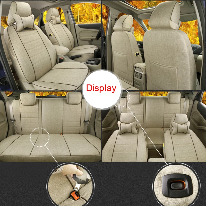 CARTAILOR Linen Fabric Car Seat Cushion Accessories for Hyundai Azera Seat Covers & Supports Custom Fit Seat Cover Protector Set